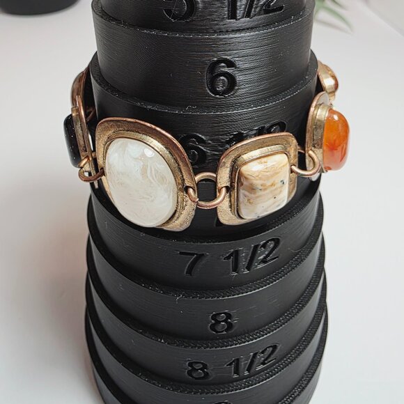 Vintage Multi-Stone Statement Bracelet | Bronze Tone Boho Chunky Link Design - Picture 3 of 7